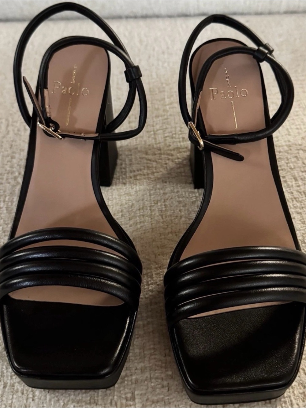 Paolo Black Strappy Block Heel Sandals Size 10 NEW - Picture 5 of 12